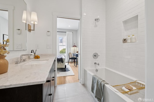 807 Vienna St, San Francisco, CA 94112 - ensuite bathroom featuring vanity, shower / bathtub combination, and tile patterned floors