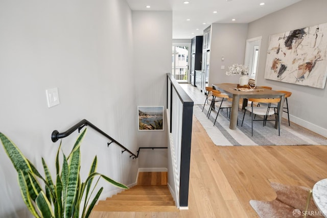 807 Vienna St, San Francisco, CA 94112 - staircase featuring wood finished floors and recessed lighting