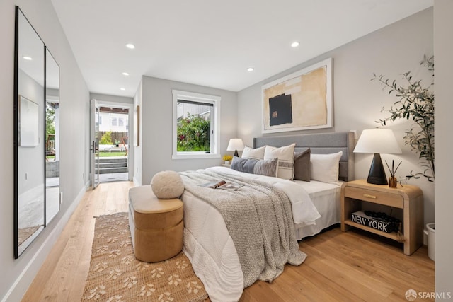807 Vienna St, San Francisco, CA 94112 - bedroom with access to exterior, light wood-style flooring, and recessed lighting