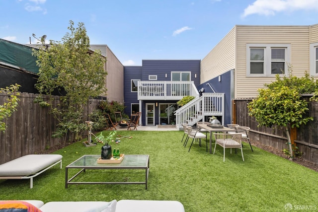 807 Vienna St, San Francisco, CA 94112 - rear view of house featuring a deck, a fenced backyard, a patio, and stairs