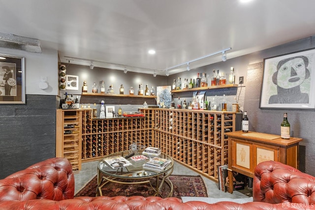 wine cellar with track lighting