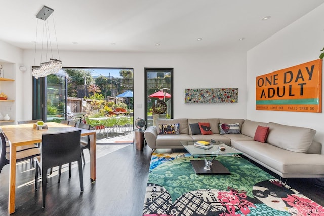 living room with hardwood / wood-style flooring