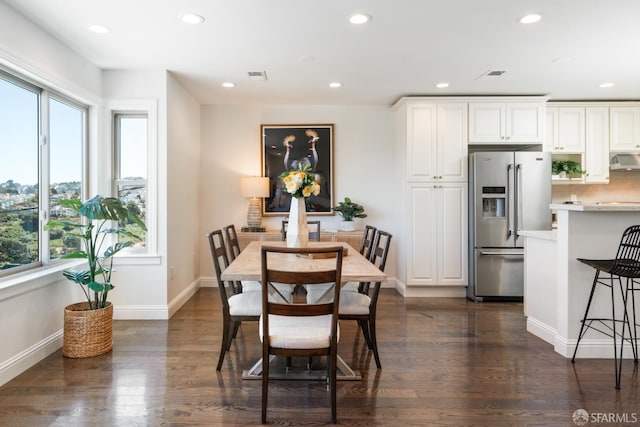 104 Bache St Unit A, San Francisco, CA 94110 - dining space with recessed lighting, dark wood-style flooring, and baseboards