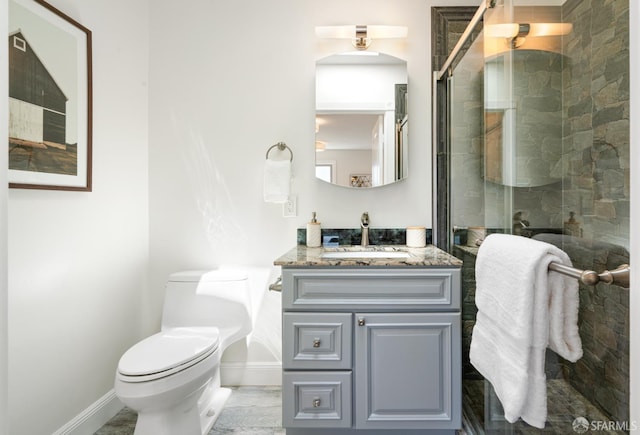 104 Bache St Unit A, San Francisco, CA 94110 - bathroom with baseboards, vanity, toilet, and a shower with shower door