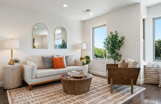 104 Bache St Unit A, San Francisco, CA 94110 - living area featuring plenty of natural light, wood finished floors, baseboards, and recessed lighting