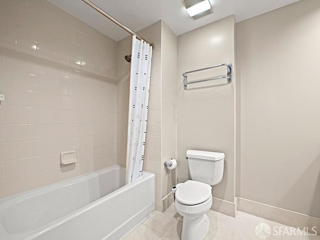 1701 Jackson St Unit 105, San Francisco, CA 94109 - full bath with toilet, tile patterned floors, shower / bath combo with shower curtain, and baseboards