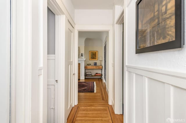 corridor featuring light wood-type flooring