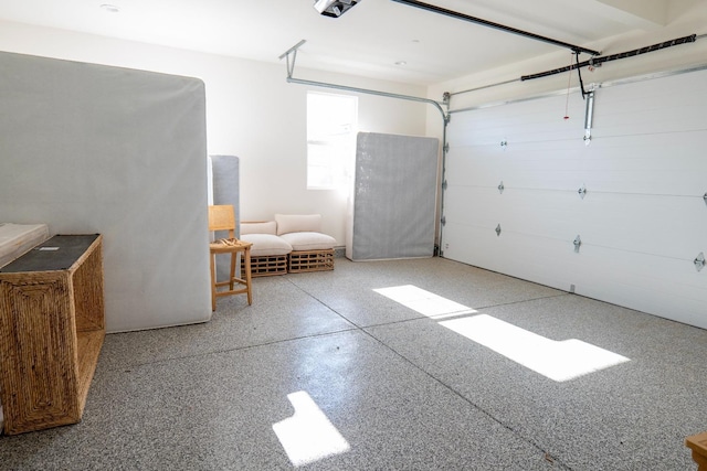 garage with a garage door opener