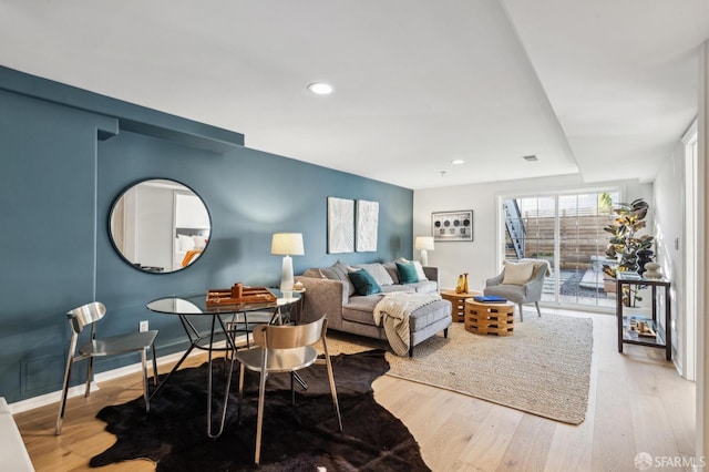 living room featuring light hardwood / wood-style flooring