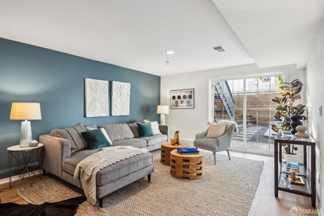 living room featuring hardwood / wood-style flooring