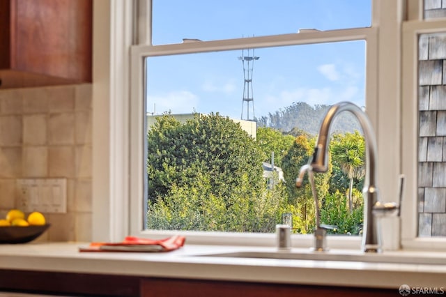 interior details featuring light countertops and a sink