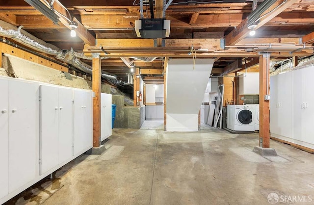 basement with independent washer and dryer