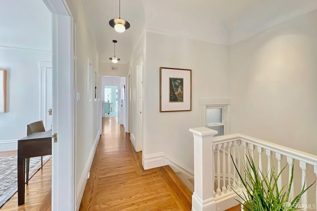 hallway featuring light parquet flooring