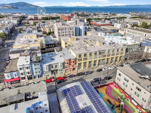 drone / aerial view with a mountain view