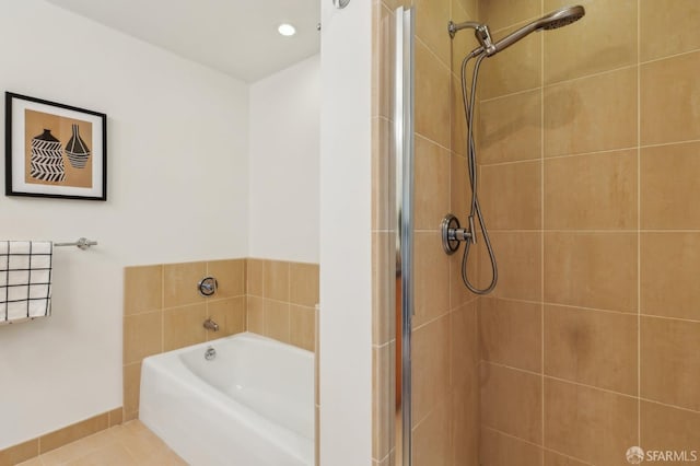 239 8th St Unit 14, San Francisco, CA 94103 - full bath with a bath, tiled shower, and tile patterned flooring