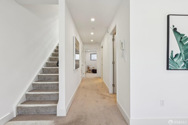 239 8th St Unit 14, San Francisco, CA 94103 - corridor featuring carpet floors, recessed lighting, stairs, and baseboards