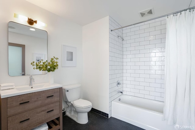 151 Alice B Toklas Pl Unit 610, San Francisco, CA 94109 - full bath with toilet, vanity, shower / tub combo with curtain, tile patterned flooring, and baseboards