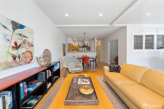 364 Arkansas St, San Francisco, CA 94107 - living room featuring recessed lighting, wood finished floors, and baseboards