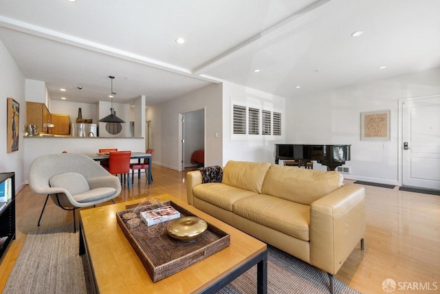 364 Arkansas St, San Francisco, CA 94107 - living room with baseboards, light wood-style floors, visible vents, and recessed lighting
