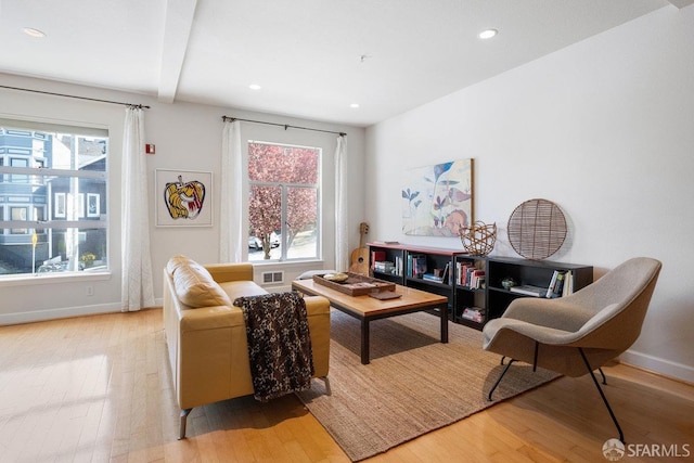 364 Arkansas St, San Francisco, CA 94107 - living area with recessed lighting, baseboards, visible vents, and light wood-type flooring