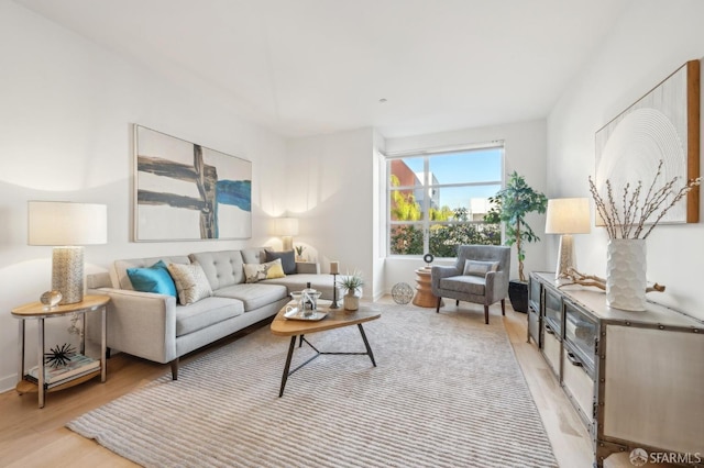 living room featuring light hardwood / wood-style floors