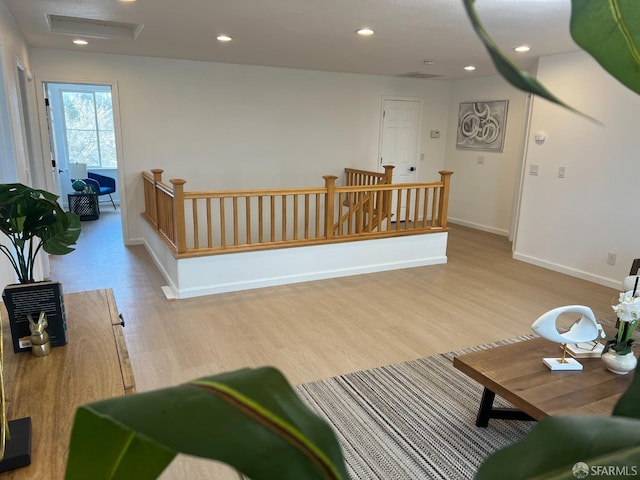 living room with light wood-type flooring