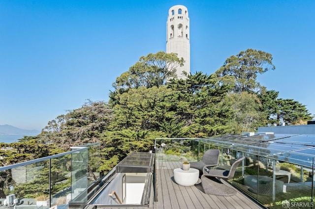 exterior space featuring a mountain view