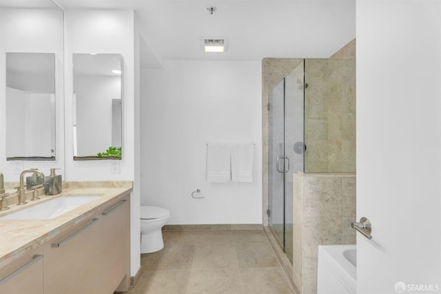425 1st St Unit 1902, San Francisco, CA 94105 - full bath with vanity, a shower stall, a garden tub, and tile patterned flooring