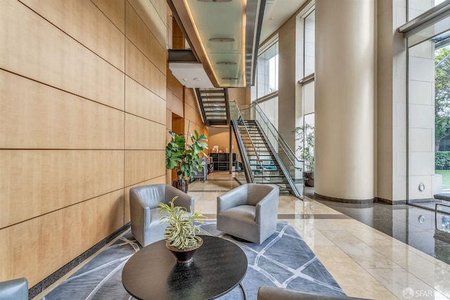 425 1st St Unit 1902, San Francisco, CA 94105 - lobby with a high ceiling and stairs