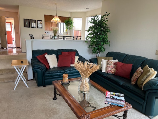 living room featuring carpet floors