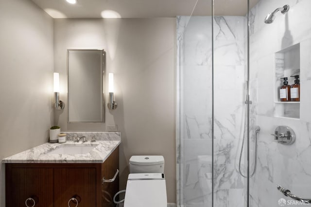 765 Market St Unit 32H, San Francisco, CA 94103 - full bath with a marble finish shower, vanity, and toilet