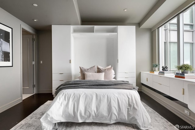 765 Market St Unit 32H, San Francisco, CA 94103 - bedroom featuring recessed lighting, baseboards, and dark wood finished floors
