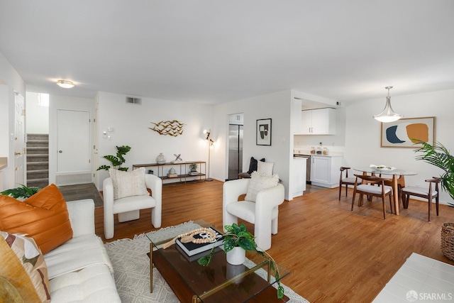 living room with light wood-type flooring