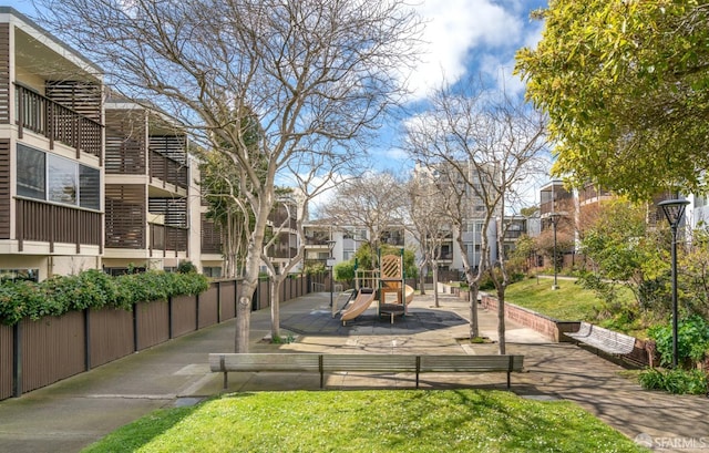 view of community featuring a playground