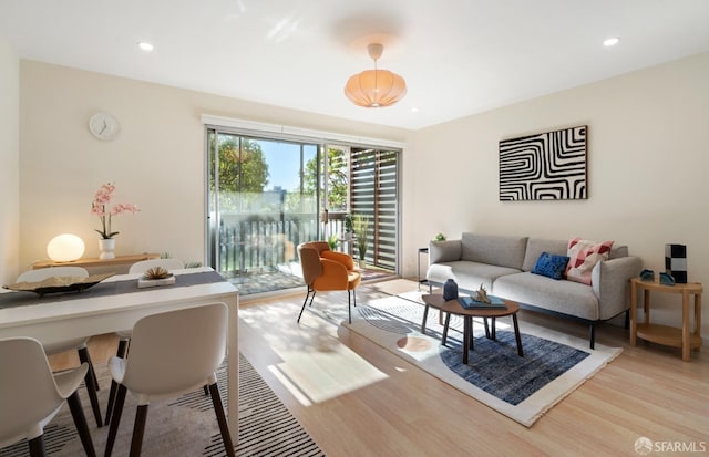 living room featuring light hardwood / wood-style floors