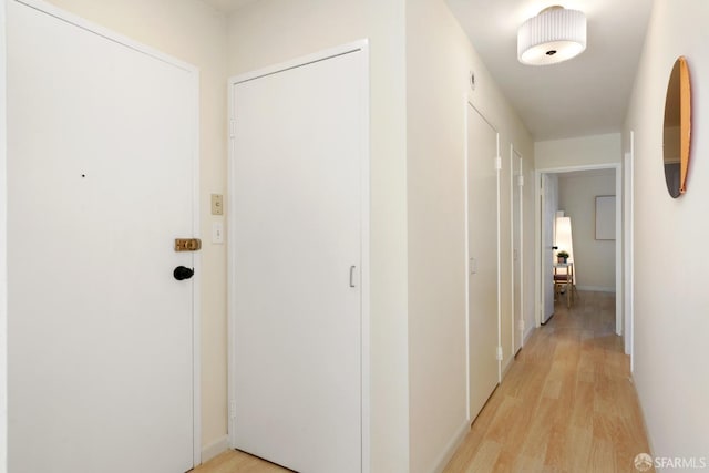 hall featuring light wood-type flooring