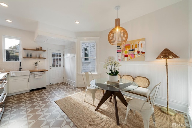 137 Edna St, San Francisco, CA 94112 - dining room with a wainscoted wall, recessed lighting, and light floors