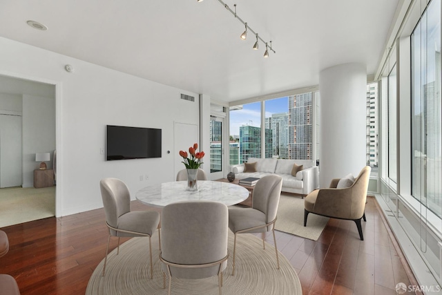 425 1st St Unit 1307, San Francisco, CA 94105 - dining room with dark wood-style flooring and track lighting