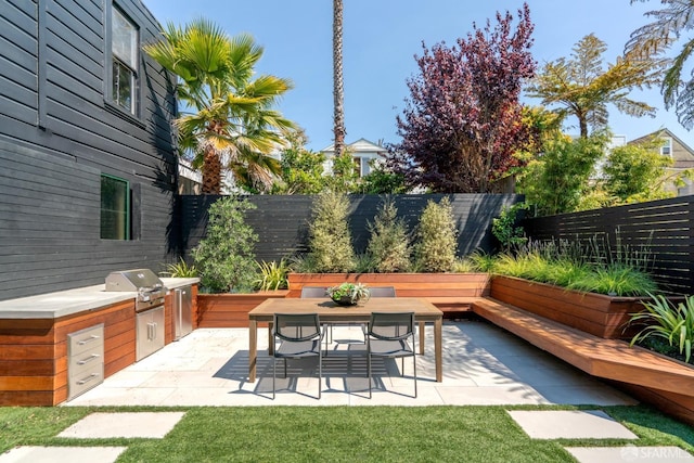 view of patio with grilling area and exterior kitchen