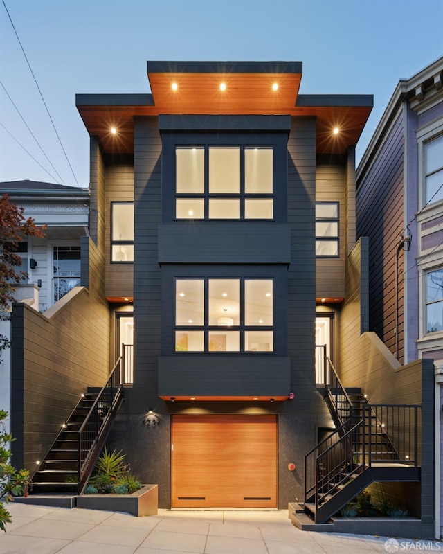 contemporary home with a garage