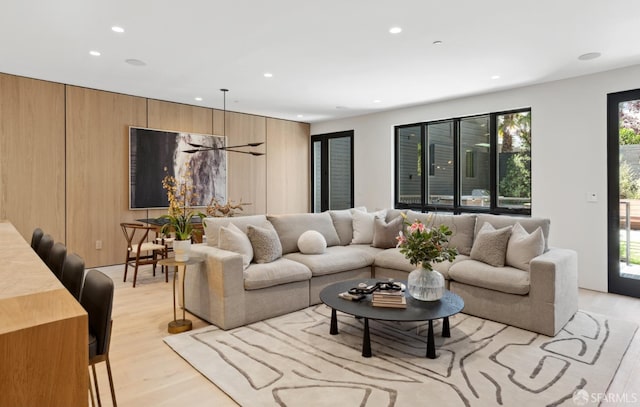 living room featuring light hardwood / wood-style floors