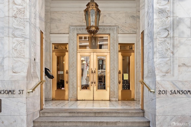 view of exterior entry with french doors