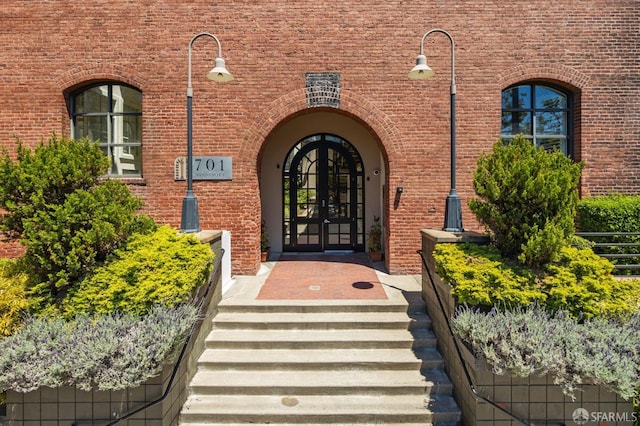 doorway to property with french doors