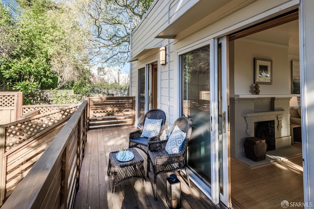 wooden balcony featuring a wooden deck