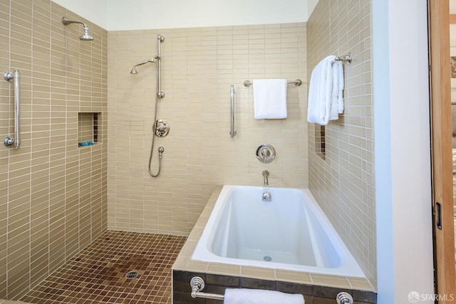 bathroom with independent shower and bath