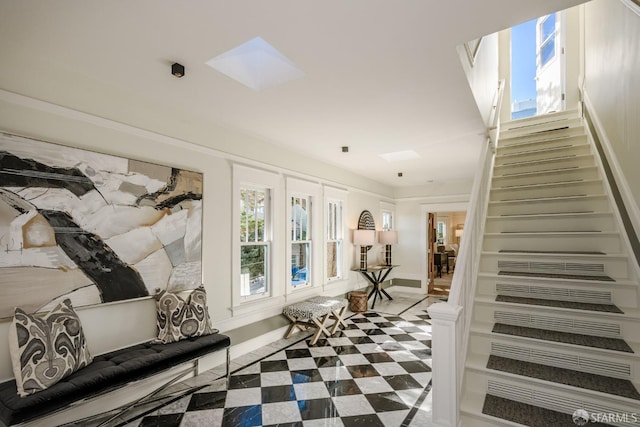 interior space with a skylight