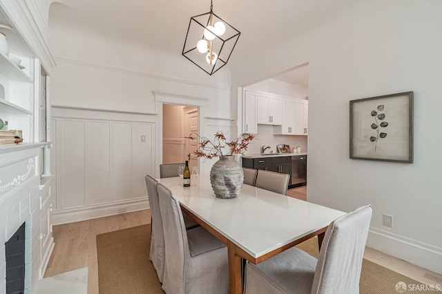 dining room with light wood finished floors