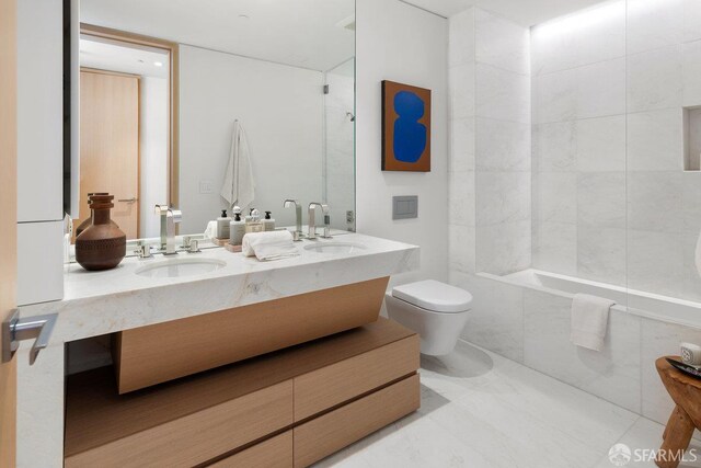 1 Steuart Ln Unit 608, San Francisco, CA 94105 - full bathroom with double vanity, toilet, and shower / washtub combination