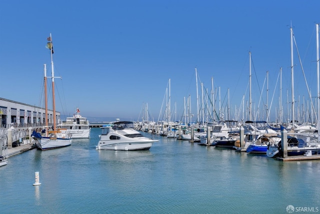 water view featuring a boat dock