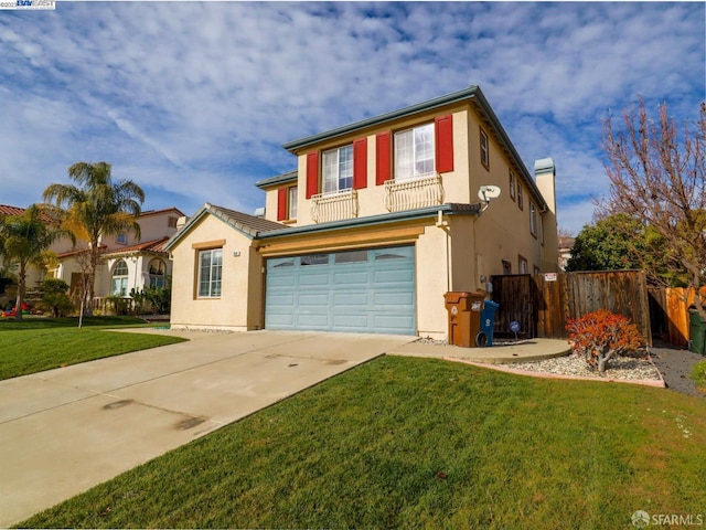 front of property featuring a garage and a front lawn